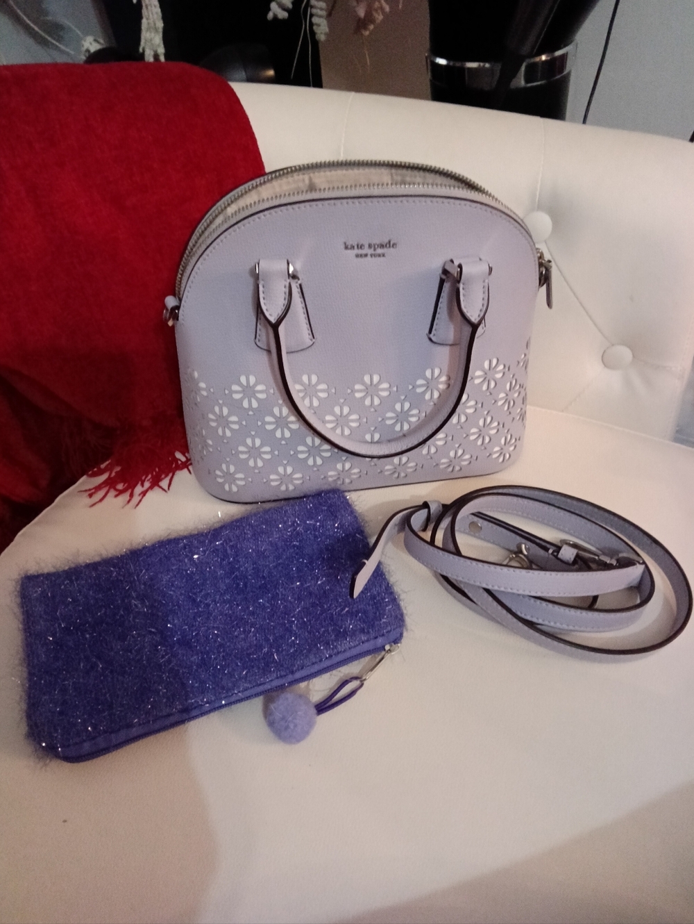 kate spade NY Sylvia dome floral perforated Dome/Satchel - Picture 7 of 14